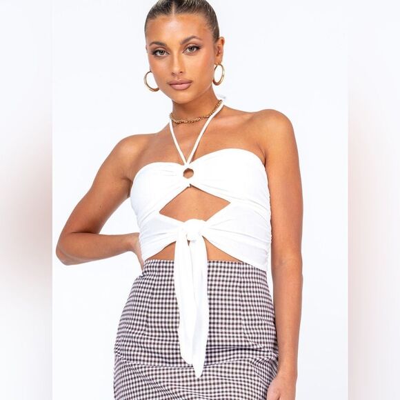 Princess Polly Loriella Ring Detail Crop Top White - Picture 1 of 6